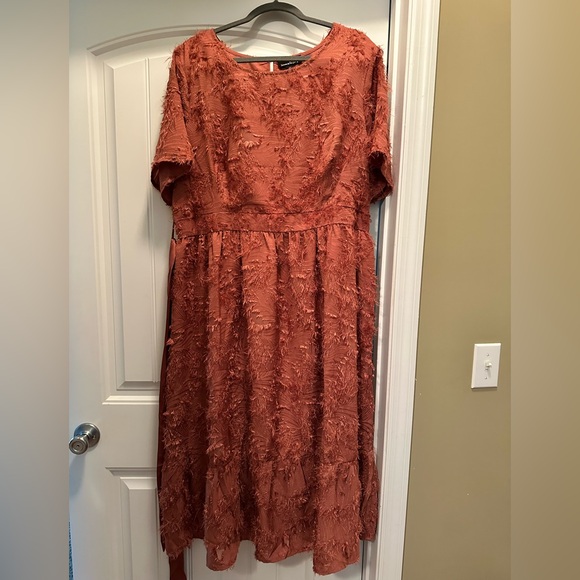 2XL Suzanne Betro Elegant Rust Textured Dress - Picture 1 of 3